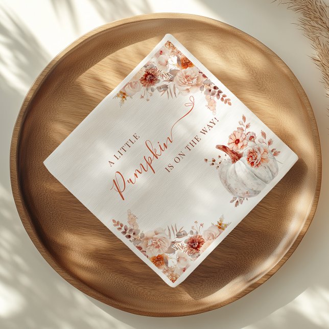 Little Pumpkin Fall Floral Baby Shower Napkins (Creator Uploaded)
