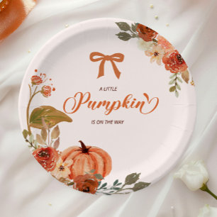 Little Pumpkin Fall Floral Baby Shower Paper Plates