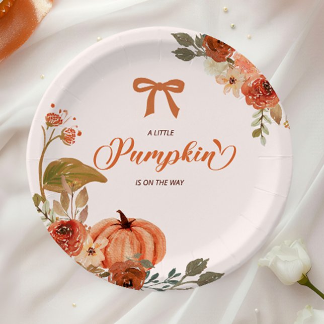 Little Pumpkin Fall Floral Baby Shower  Paper Plates (Creator Uploaded)