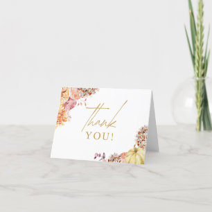 Little Pumpkin Fall Floral Baby Shower Thank You Card