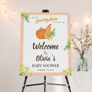 Little Pumpkin Fall Floral Baby shower Welcome Foam Board