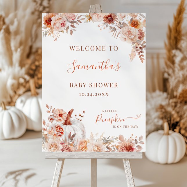 Little Pumpkin Fall Floral Baby Shower Welcome Foam Board (Creator Uploaded)