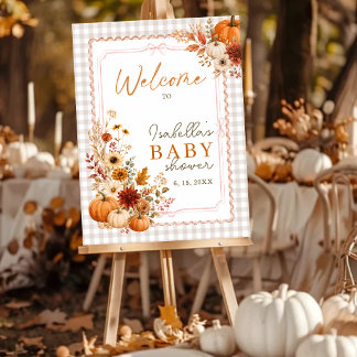 Little Pumpkin Fall Floral Baby Shower Welcome Foam Board
