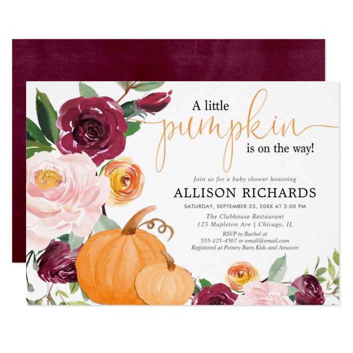 fall baby shower invitations girl