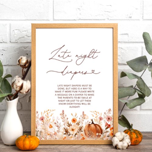 Little Pumpkin Fall Floral Late Night Diapers Game Poster