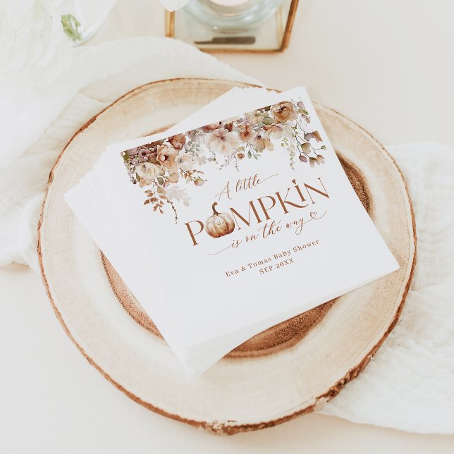 Little Pumpkin Fall Floral Rustic Baby Shower Napkins (Creator Uploaded)