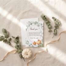 Little Pumpkin Fall Floral Thank You Card