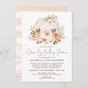 Little Pumpkin Fall Flower Drive By Baby Shower Invitation