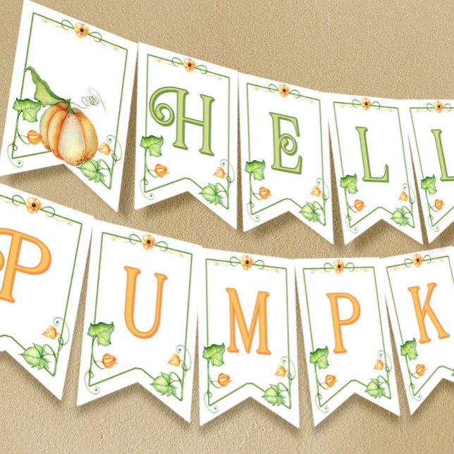 Little Pumpkin Fall Gender Neutral Baby Shower Bunting Flags (Creator Uploaded)