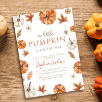 Little Pumpkin fall Gender Neutral Baby Shower Inv