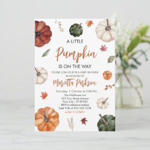 Little Pumpkin Fall Gender Neutral Baby Shower Inv Invitation
