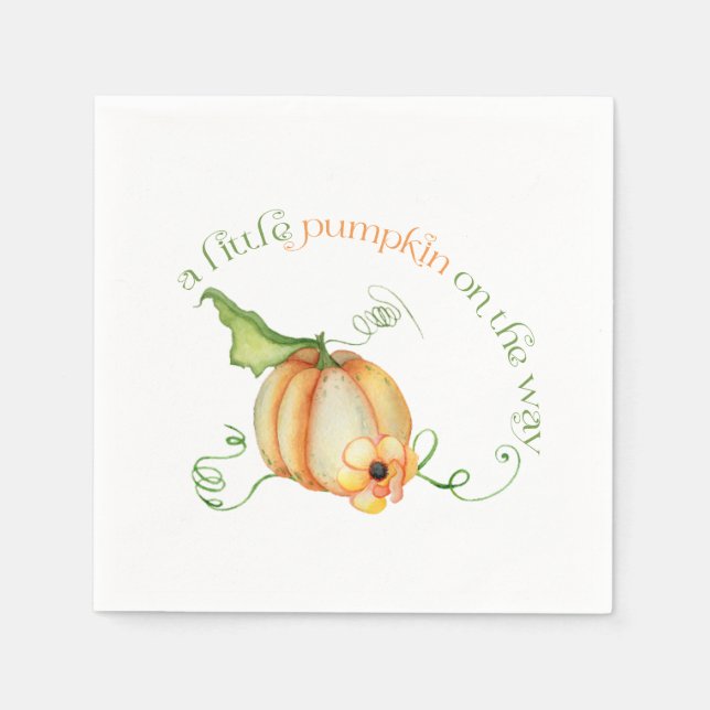 Little Pumpkin Fall Gender Neutral Baby Shower Napkins (Front)