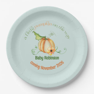 Little Pumpkin Fall Gender Neutral Baby Shower Paper Plates
