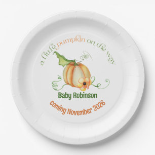 Little Pumpkin Fall Gender Neutral Baby Shower Paper Plates