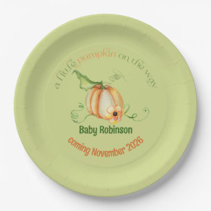 Little Pumpkin Fall Gender Neutral Baby Shower Paper Plates