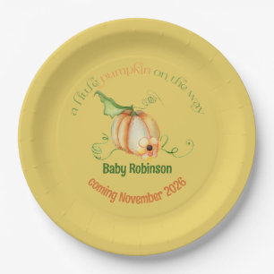 Little Pumpkin Fall Gender Neutral Baby Shower Paper Plates