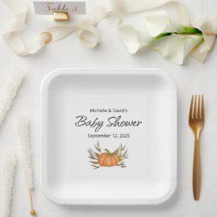 Little Pumpkin Fall Gender Neutral Baby Shower Paper Plates