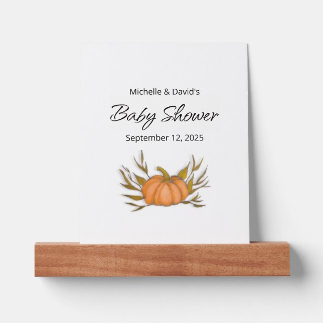 Little Pumpkin Fall Gender Neutral Baby Shower  Picture Ledge (Front)