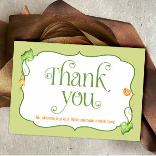 Little Pumpkin Fall Gender Neutral Baby Shower Thank You Card