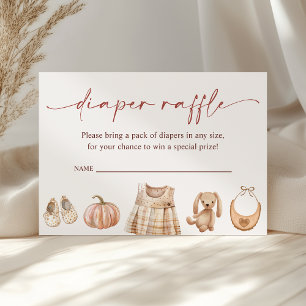 Little Pumpkin Fall Girl Baby Shower Diaper Raffle Enclosure Card