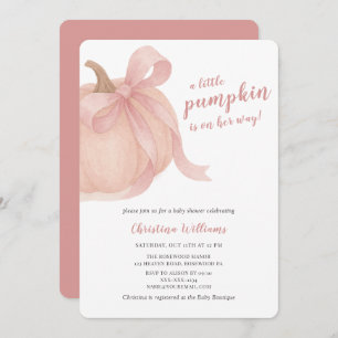 Little Pumpkin Fall Girl Baby Shower Invitation