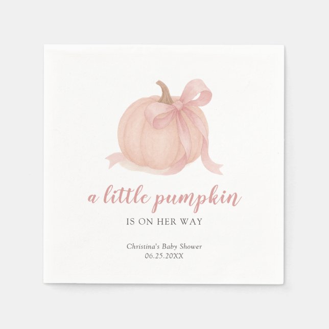 Little Pumpkin Fall Girl Baby Shower Napkins (Front)
