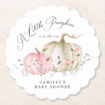Little Pumpkin Fall Girl Baby Shower Paper Coaster<br><div class="desc">Make your baby shower an absolute delight with our Elegant Little Pumpkin Girl Baby Shower Paper Coasters. Perfectly designed to capture the essence of enchanting baby girl celebrations, these coasters offer both functionality and a touch of whimsy. Most lettering is editable - click the "Customize Further" button to edit. Matching...</div>