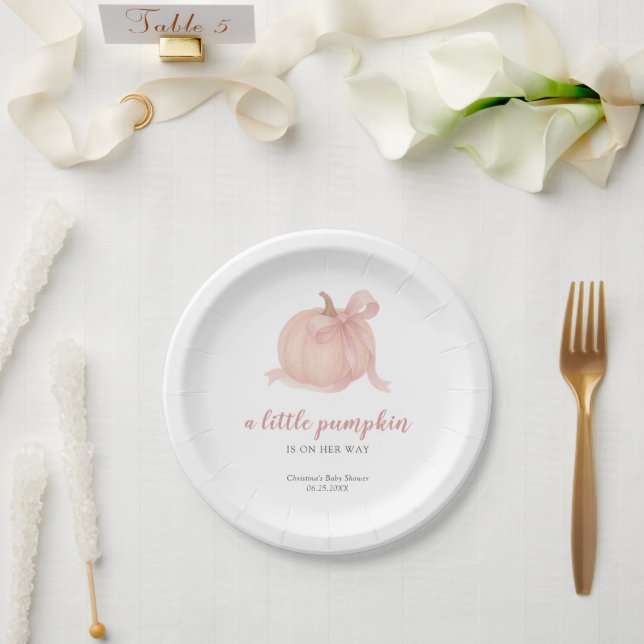 Little Pumpkin Fall Girl Baby Shower Paper Plates (Wedding)