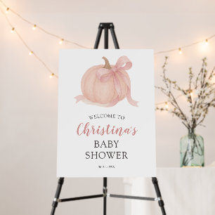 Little Pumpkin Fall Girl Baby Shower Welcome Sign