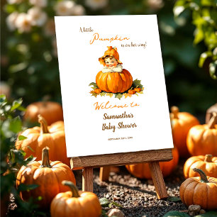 Little Pumpkin Fall Girl Baby Shower Welcome Sign