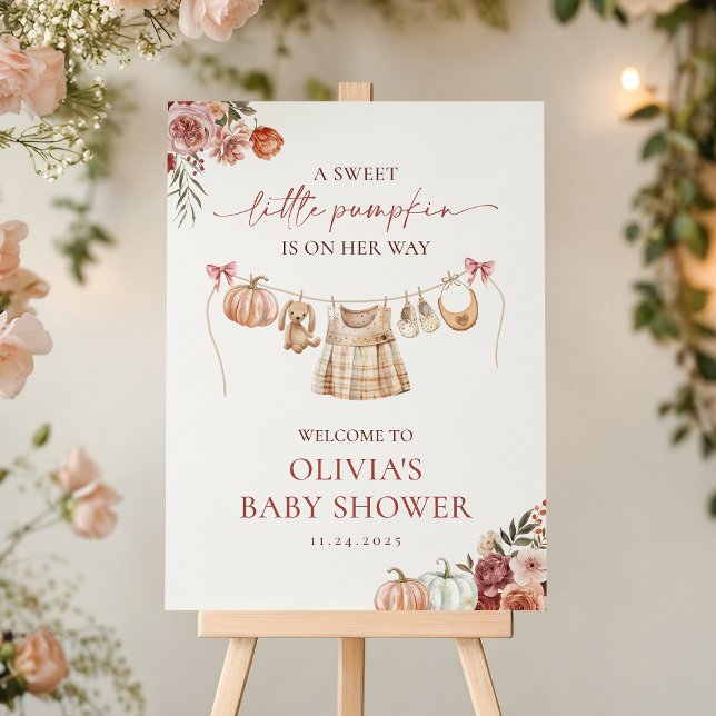Little Pumpkin Fall Girl Baby Shower Welcome Sign (Creator Uploaded)