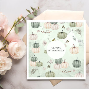 Little Pumpkin Fall Green birthday Napkins