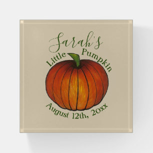Little Pumpkin Fall Harvest Baby Shower Favor Paperweight