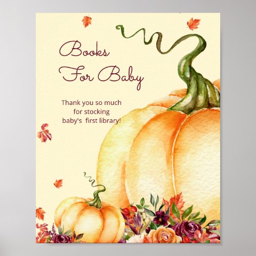 Little pumpkin fall leaves books for baby poster