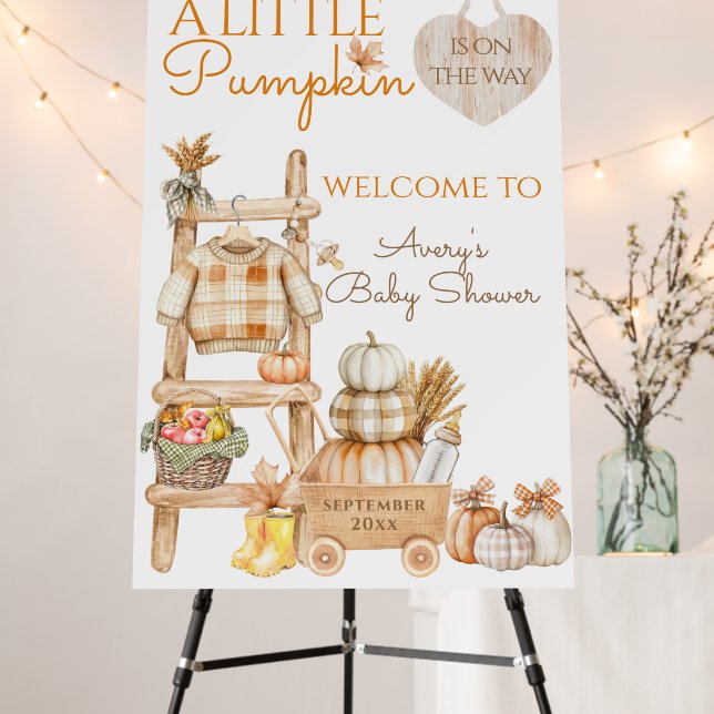 Little Pumpkin Fall Locally Grown Baby Shower Foam Board (In Situ (Stand))