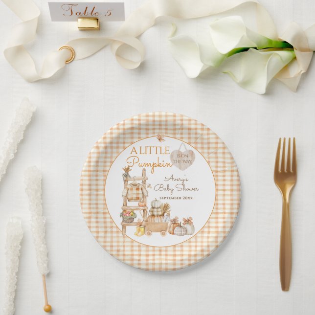 Little Pumpkin Fall Locally Grown Baby Shower Paper Plates (Wedding)
