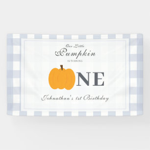 Little Pumpkin Fall Pastel Blue First Birthday Banner