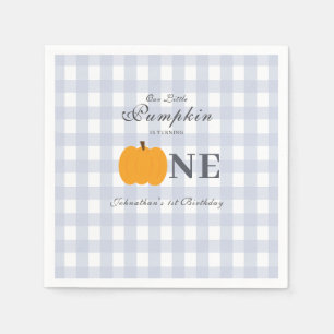 Little Pumpkin Fall Pastel Blue First Birthday Napkins