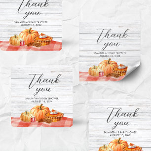 Little Pumpkin Fall Picnic Baby Shower Square Sticker