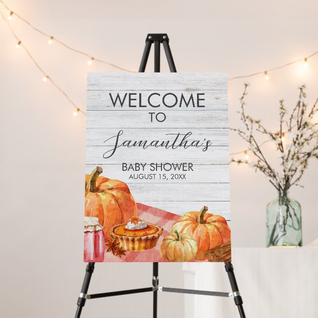 Little Pumpkin Fall Picnic Baby Welcome Sign (In Situ (Stand))
