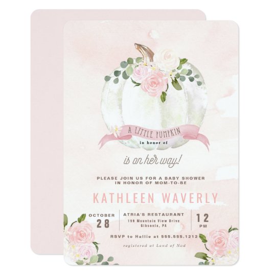 Little Pumpkin Fall Pink Baby Shower Invitation | Zazzle.com