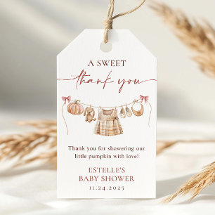 Little Pumpkin Fall Pink Girl Baby Shower Favor Gift Tags