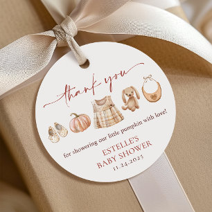 Little Pumpkin Fall Pink Girl Baby Shower Gift Favor Tags
