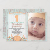 Little Pumpkin Fall Rustic 1st Birthday Invitation (Front/Back)
