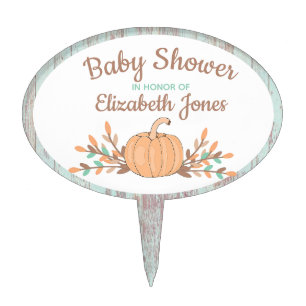 Little Pumpkin Fall Rustic Baby Shower Cake Topper