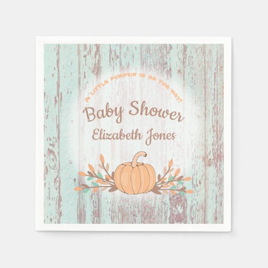 Little Pumpkin Fall Rustic Baby Shower Napkins