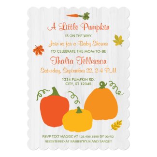 Little Pumpkin Fall Season Baby Shower Invitation