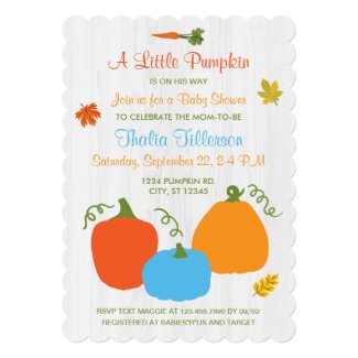 Little Pumpkin Fall Season Baby Shower Invitation