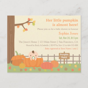 Little Pumpkin Fall Themed Baby Shower Invitations