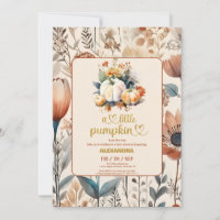 Little pumpkin fall watercolor floral baby shower